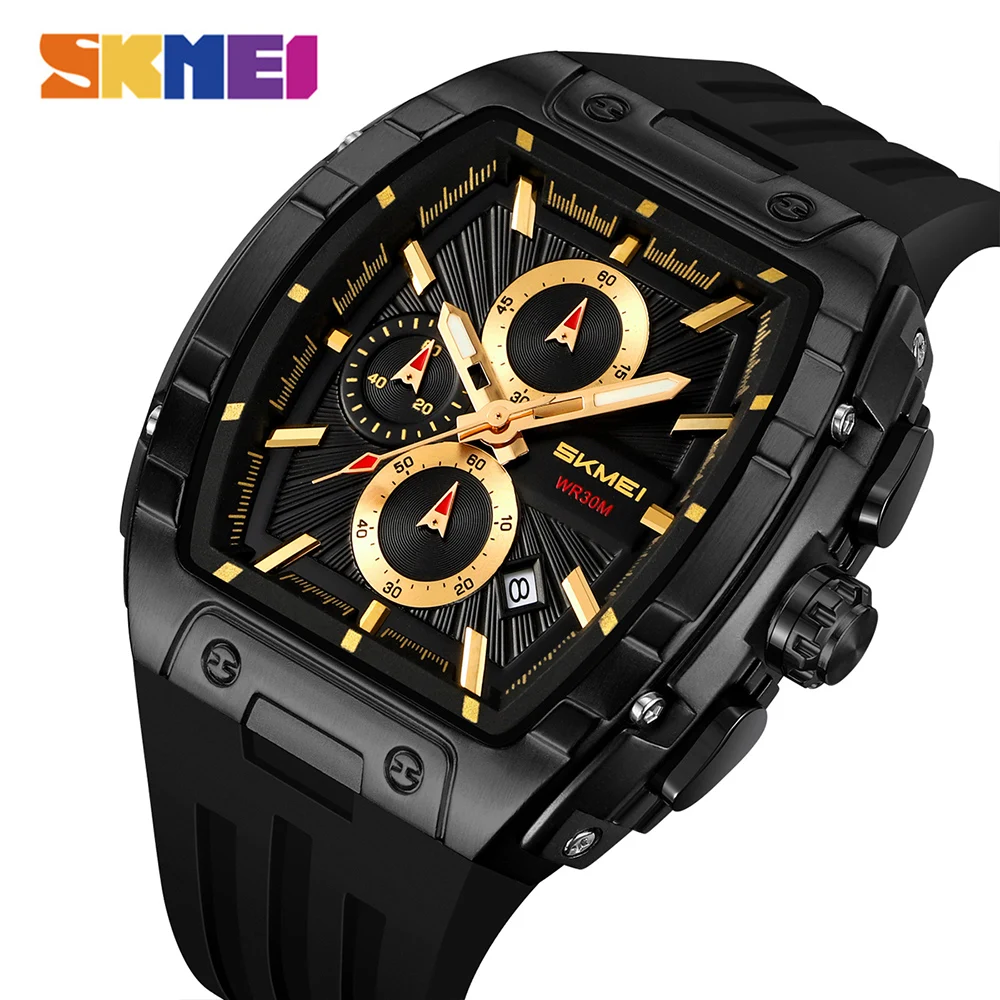 SKMEI 2363 Business elites Luxury Quartz Mens Watches Waterproof Alloy fashion Mens Casual Wristwatches Barrel shape Clock