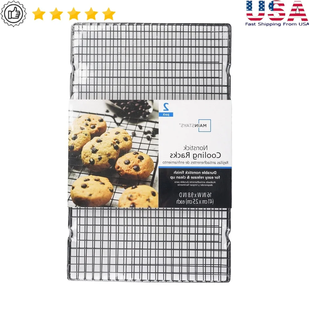 

Nonstick Carbon Steel Cooling Rack Set of 2 Rectangular Baking Tray Safe up to 450°F Dishwasher Safe Scratch Resistant Baking