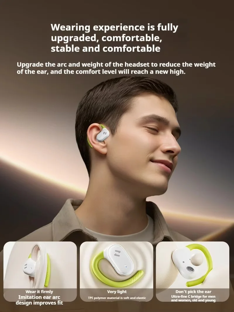 Havit OWS FIT02A Open True Wireless Headset Long Battery Life IPX5 Waterproof Bluetooth 5.4 Earphones Custom Gaming Earbuds