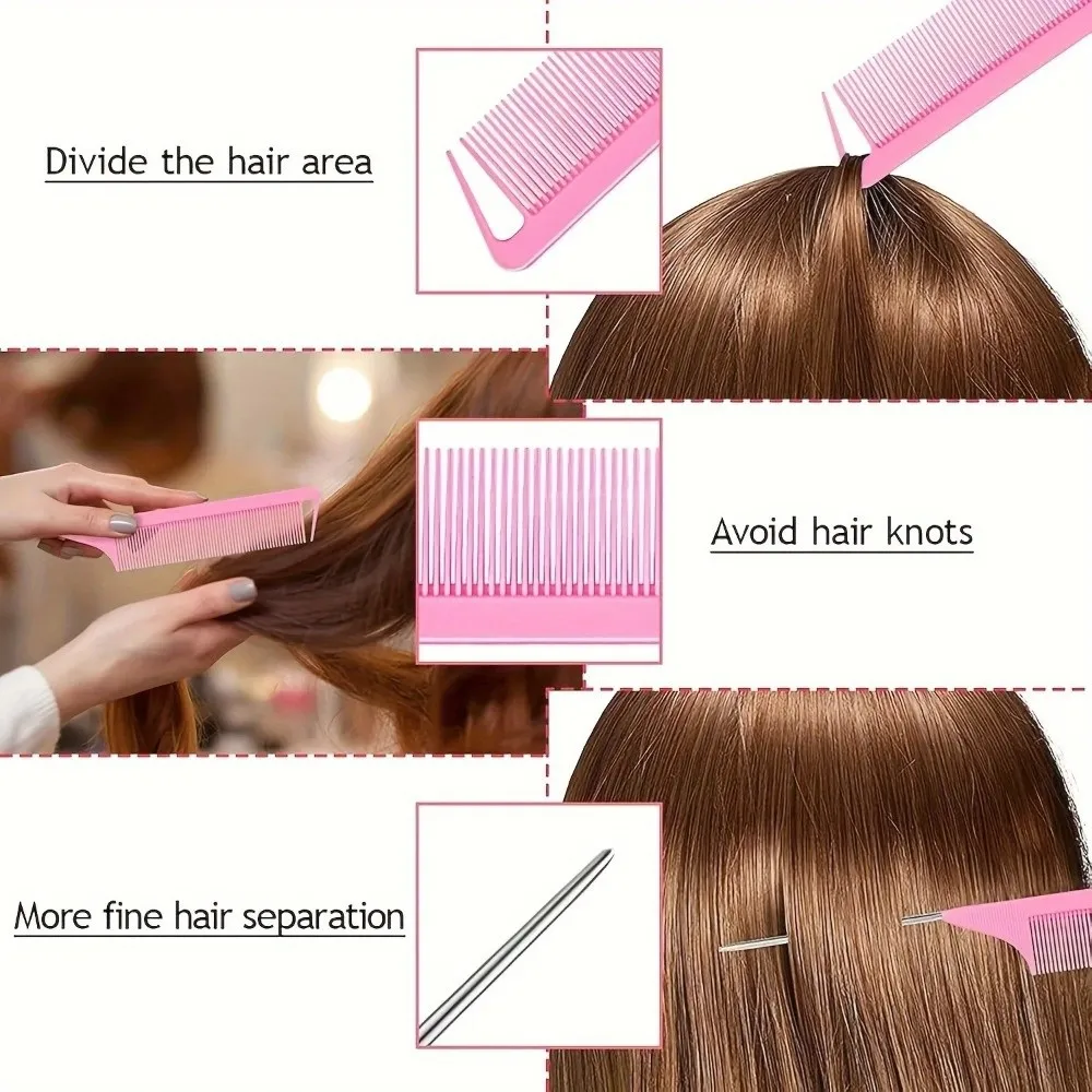 4pcs/set Loop Elastic Hair Bands French Braid Tool Metal Pin Tail Pointed Tail Comb Hair Knitting Tools Four Piece Set