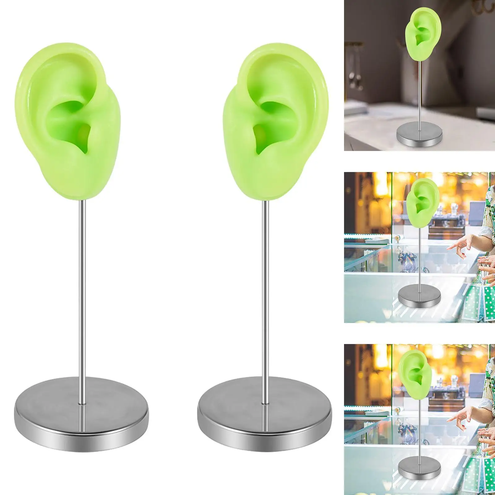 Silicone Ear Model Jewelry Holder Piercing Practice Earring Display Stand