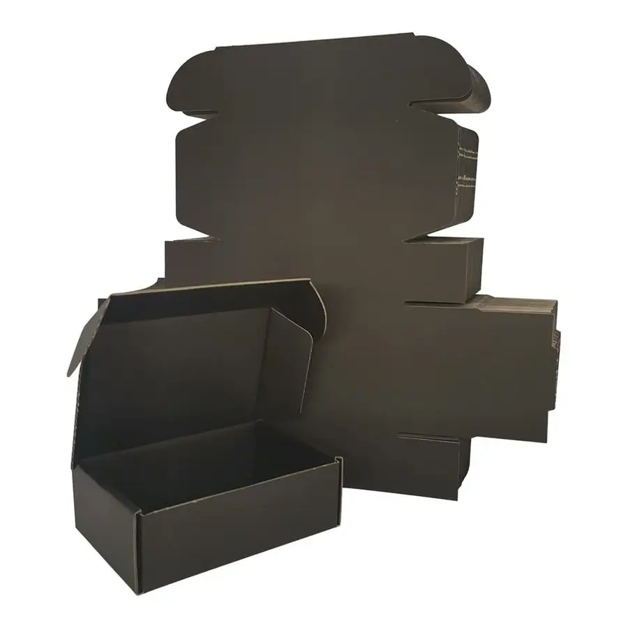 

Pack 6x4x2 Small Shipping Boxes, Black Corrugated Cardboard Literature Mailers, Mailing Packaging Supplies for Small Business BK