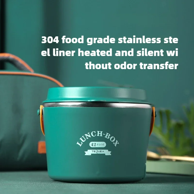 Kotak makan siang elektrik portabel, kotak makan siang elektrik, kotak makan siang isolasi dan pemanas bebas air, colokan baja tahan karat 304 untuk pekerja kantor