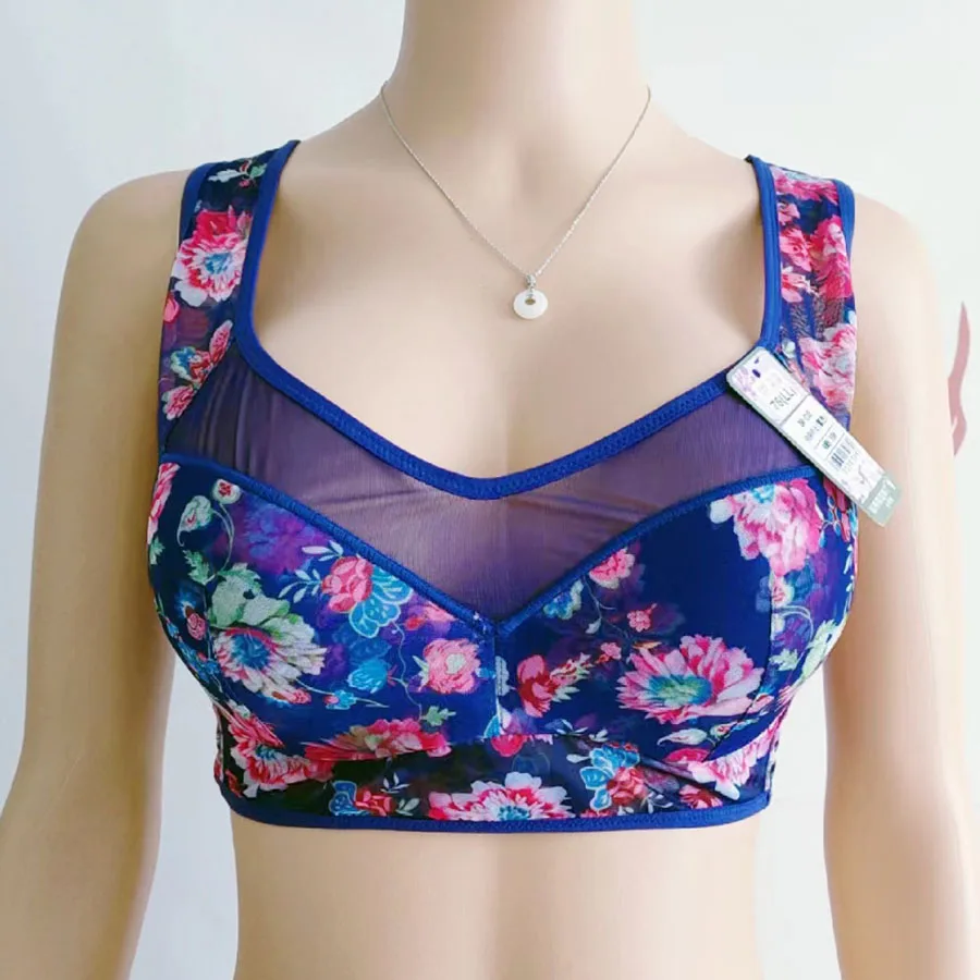 Korean Version Thin Bras for Women Seamless No Rims Garden Printing Sexy Lingeries   Plus Size 7XL Female's Vest Net  Brassiere