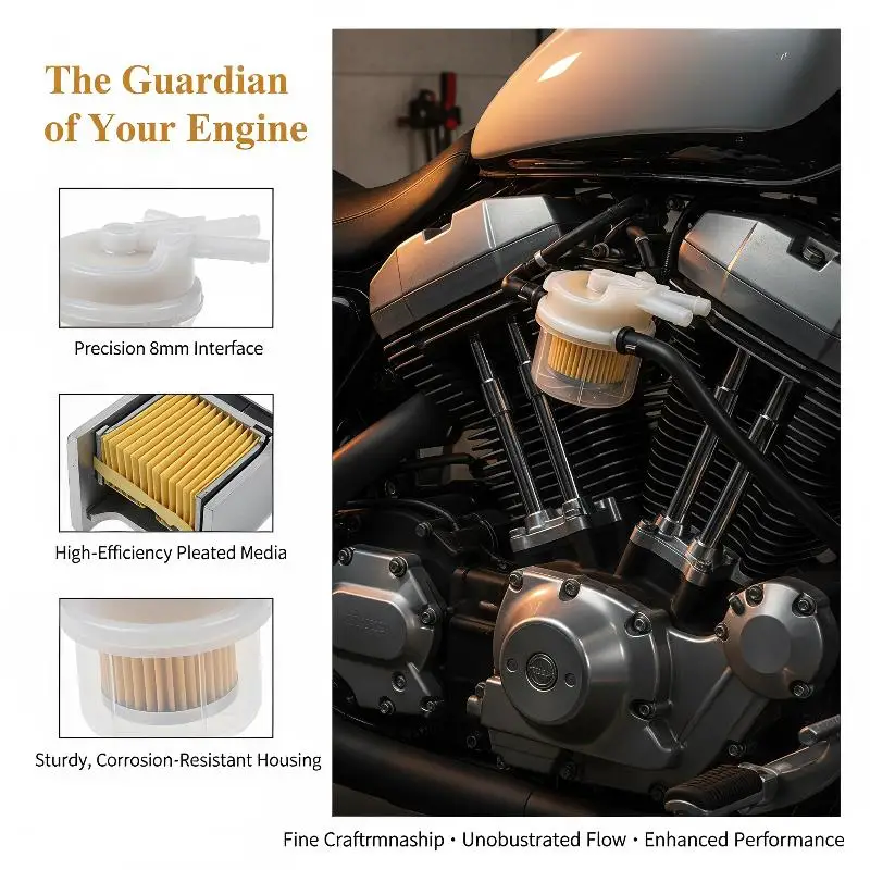 Plastic Fuel Filter 8mm Inlet Outlet Fine Filter Paper Anti Clog Filter For Motorcycle Scooter ATV Fuel System