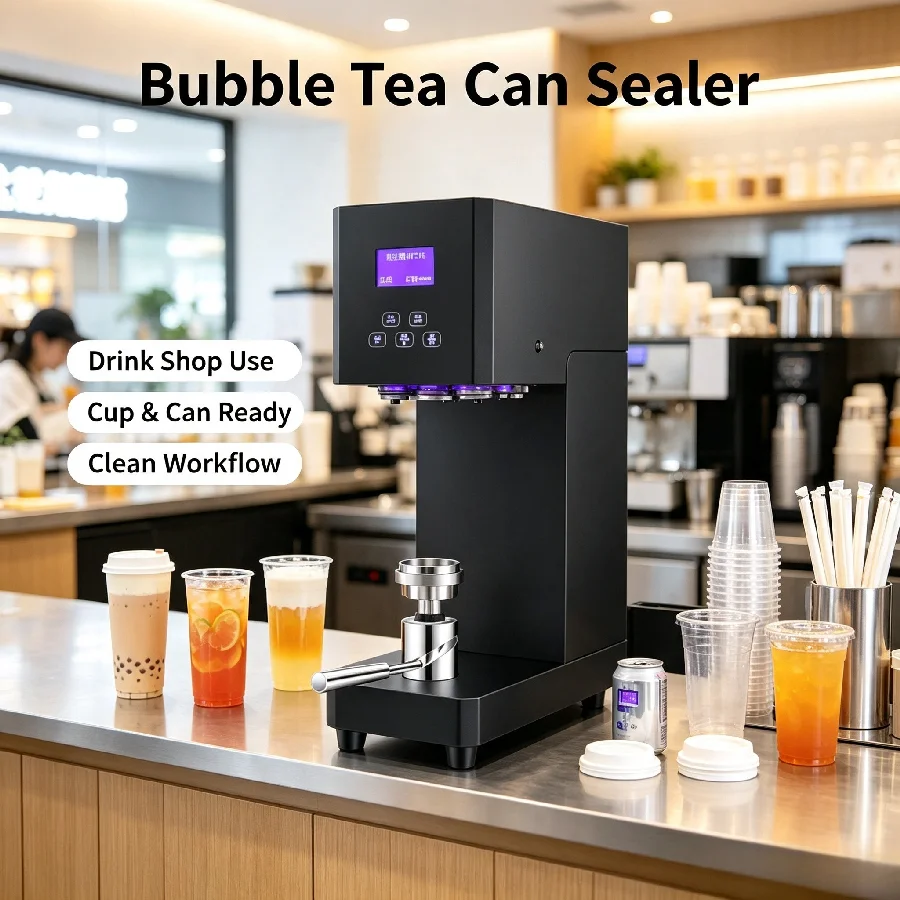 Semi-Automatic Aluminum Cap Can Sealer Commercial Can Sealing Machine For Milk Tea, Craft Beer And Plastic Beverage Bottle