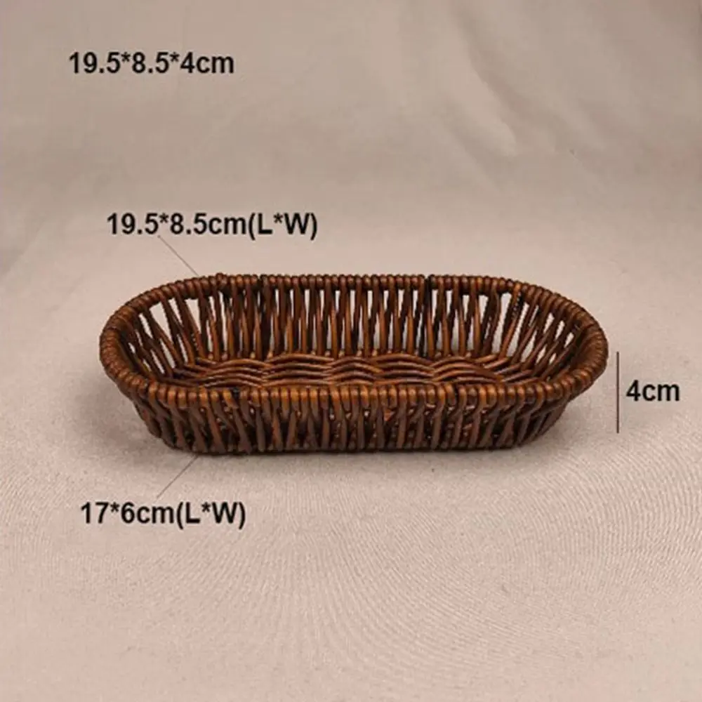 Hardness Rattan Wicker Woven Serving Baskets Household 6 Styles Bread Fruit Vegetables Basket Handwoven Rattan Basket