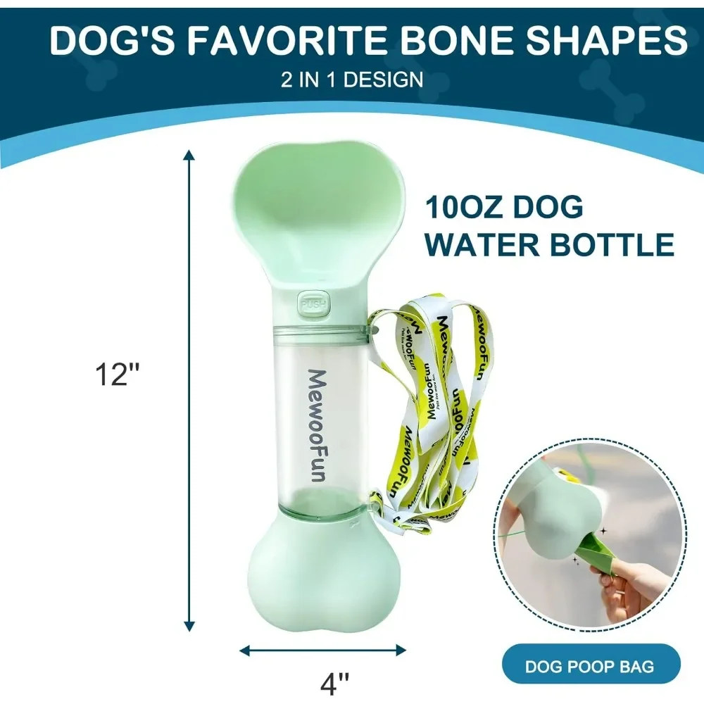 High Quality 286ml Multi-functional Outdoor Unique Water Bottle with Poop Bag Dog Feeders Pet Travel Water Bottle No Spills