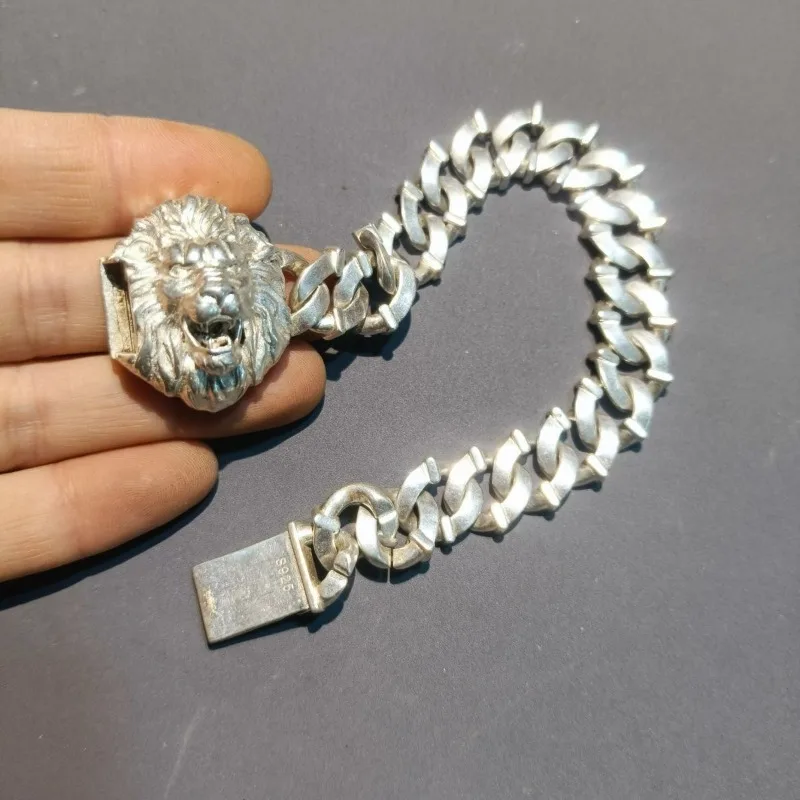 retro-domineering-lion-bracelet-silver-plated-punk-rock-hip-hop-european-american-versatile-unisex-jewelry
