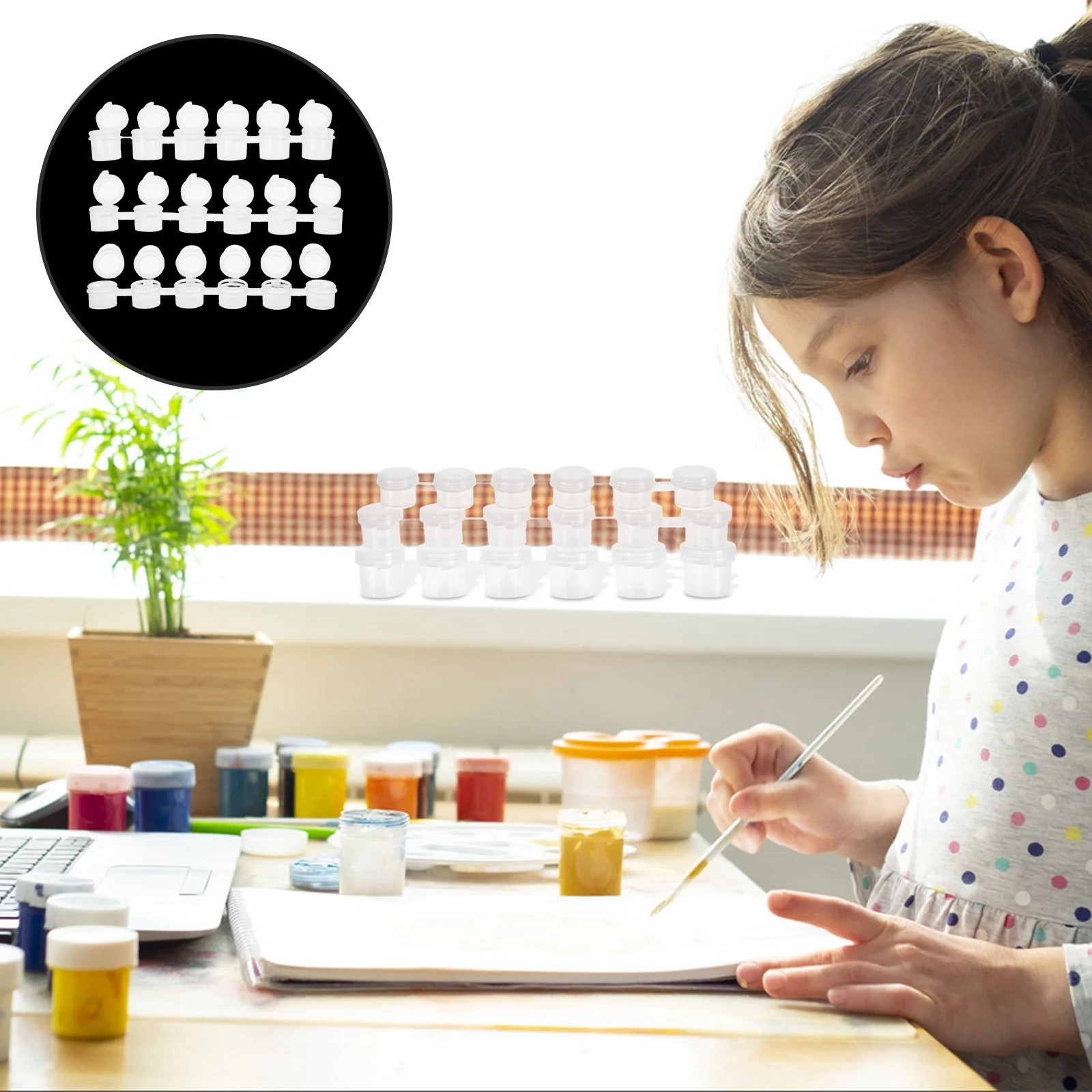 30pcs Empty Paint Pots Clear Plastic Mini Painting Oil Pot Container Strips For Acrylics Watercolor Travel Storage Color Mixing