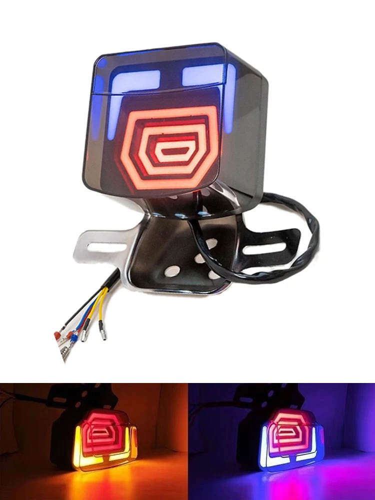 Modified LED Motorcycle Tail Light for Suzuki Haojue Qingqi Lifan Honda QJmotor GN125/H/F/150 HJ125-8 Decoration Rear Stop Lamp