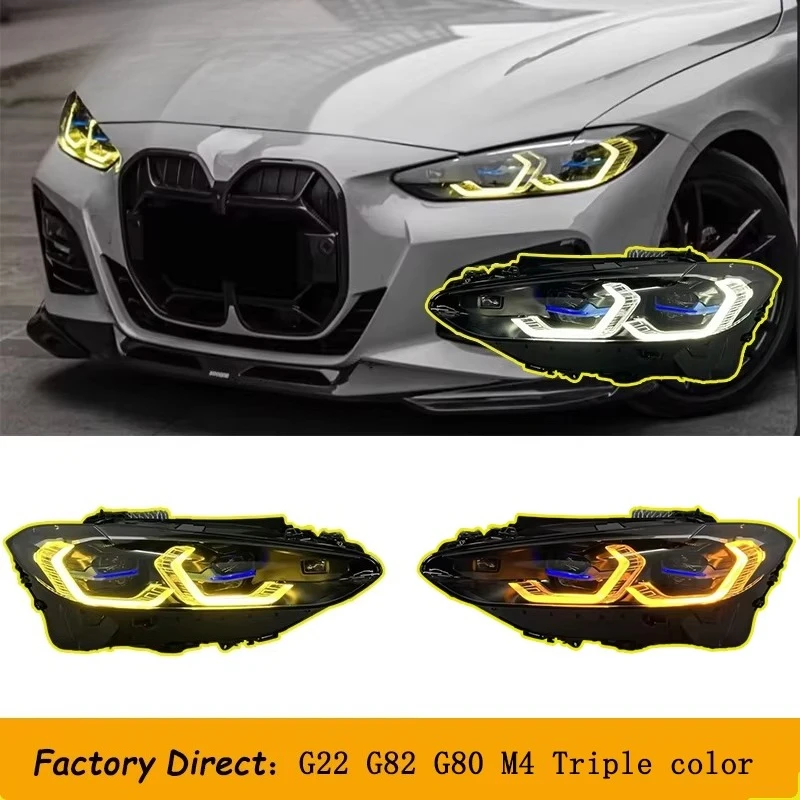 

Автомобильные трехцветные фары (желтый, белый, янтарный) для BMW 4 серии M3 M4 G22 G82 G80 M440i G26 G83, 2021-2025 гг. — Обновление фар