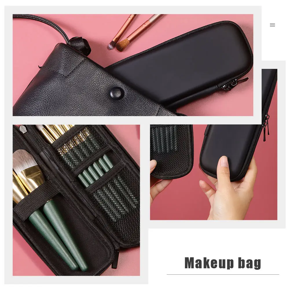 

2Pcs Premium Portable Makeup Brush Bag Large Capacity Travel Organizer Eco Friendly Odor Free Simple Beauty Tool