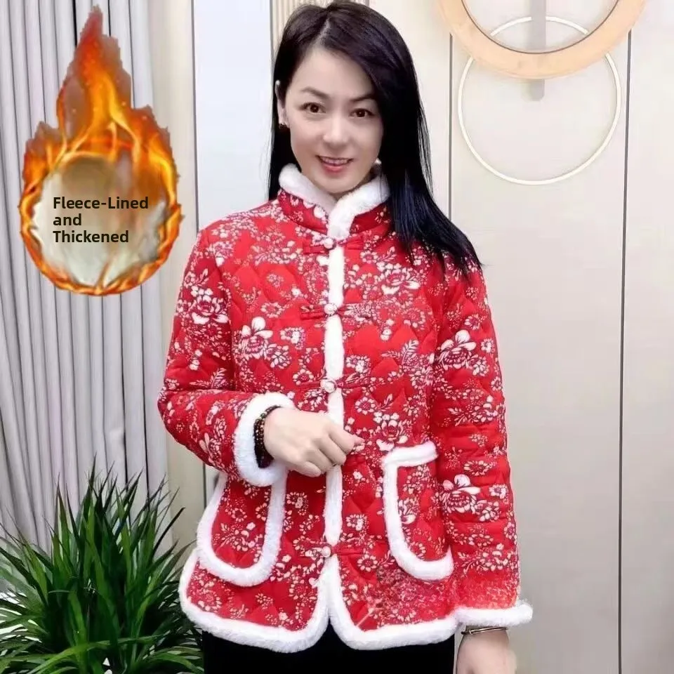 

Женская утепленная хлопковая куртка на зиму, теплая, винтажная, с пуговицами, на флисовой подкладке, морозостойкая верхняя одежда для женщин среднего возраста