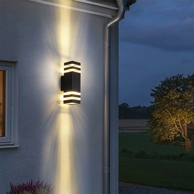 Imagem -03 - Impermeável Alumínio Wall Light up Down Garden Light Double Head Wall Lamp Iluminação do Corredor Luzes ao ar Livre ue Eua E27