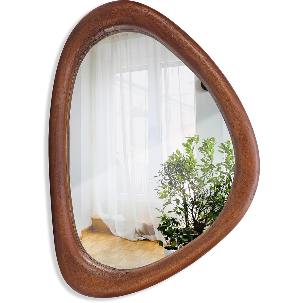 Irregular Wall Mirror, 15 * 10 inch Asymmetrical Wood Mirrors, Small Wall Mirror, Hanging Vertically and Horizontally. Mirrors