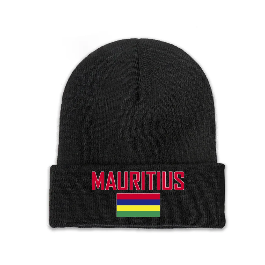 MAURITIUS Country Flag Top Print Men Women Unisex Knitted Hat Winter Autumn Beanie Cap Warm Bonnet