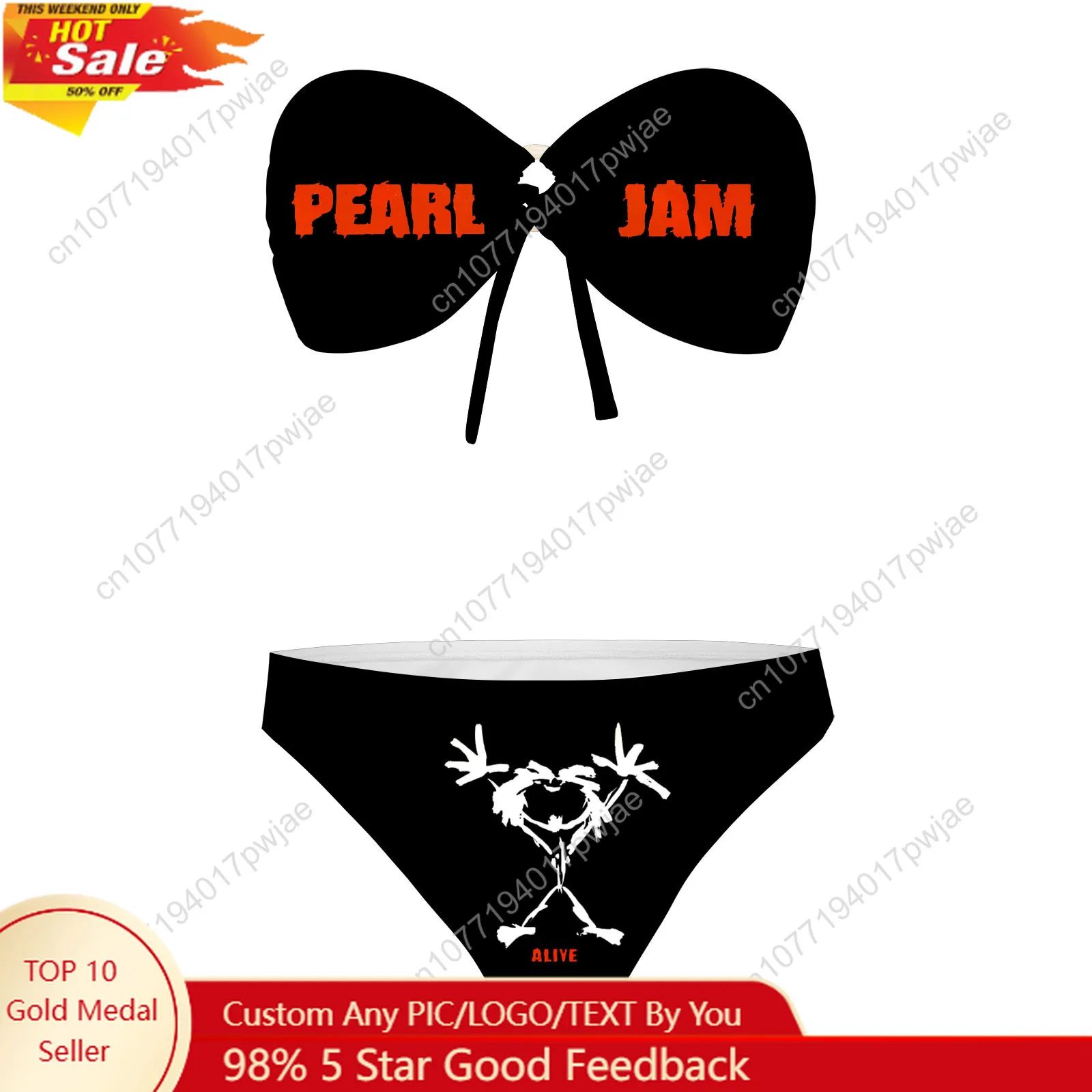 

Pearl Jam Band Strapless Swimsuit Bikini Womens Bathing Suits Fashion Swimwear Pool Party Beach Sexy Bikini Customize Beachwear