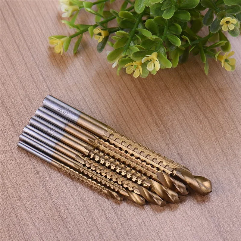 

6Pcs Titanium Drill Saw Bit Set, HSS Serrated Bit Hole Drilling, 3-8mm Carpenter Hacksaw Drill Bits Kit