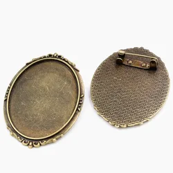 New Fashion  5pcs 30x40mm Inner Size Antique Bronze Pin Brooch Simple Style Base Setting Pendant (B1-09)