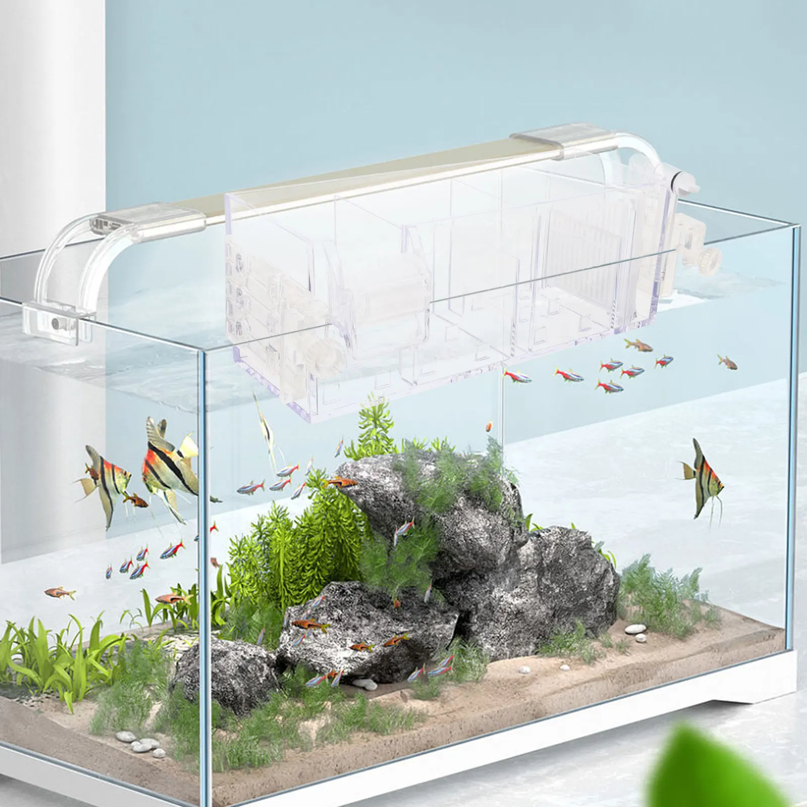 

Fish Tank Filter GD 16 4 Chamber External Purification Box Pump Aquarium Supplies Oxygen Flow Pet Accessories