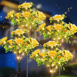 Lampe Solaire à Motif de Fleurs d'Œillets, Imperméable IP65, Luminaire Décoratif d'Extérieur, Idéal pour un Jardin ou une Pelouse, Cadeau de Nouvel An