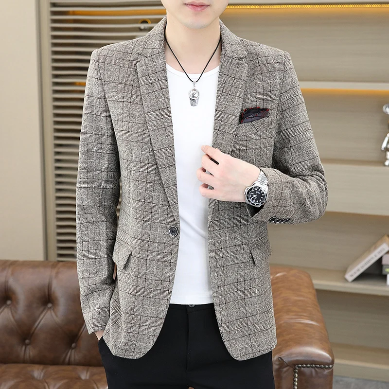 

The Main Promotion of New Explosive Slim-fit Plaid Pattern Single West Casual Coat + All Matching Comfortable Men's Clothing