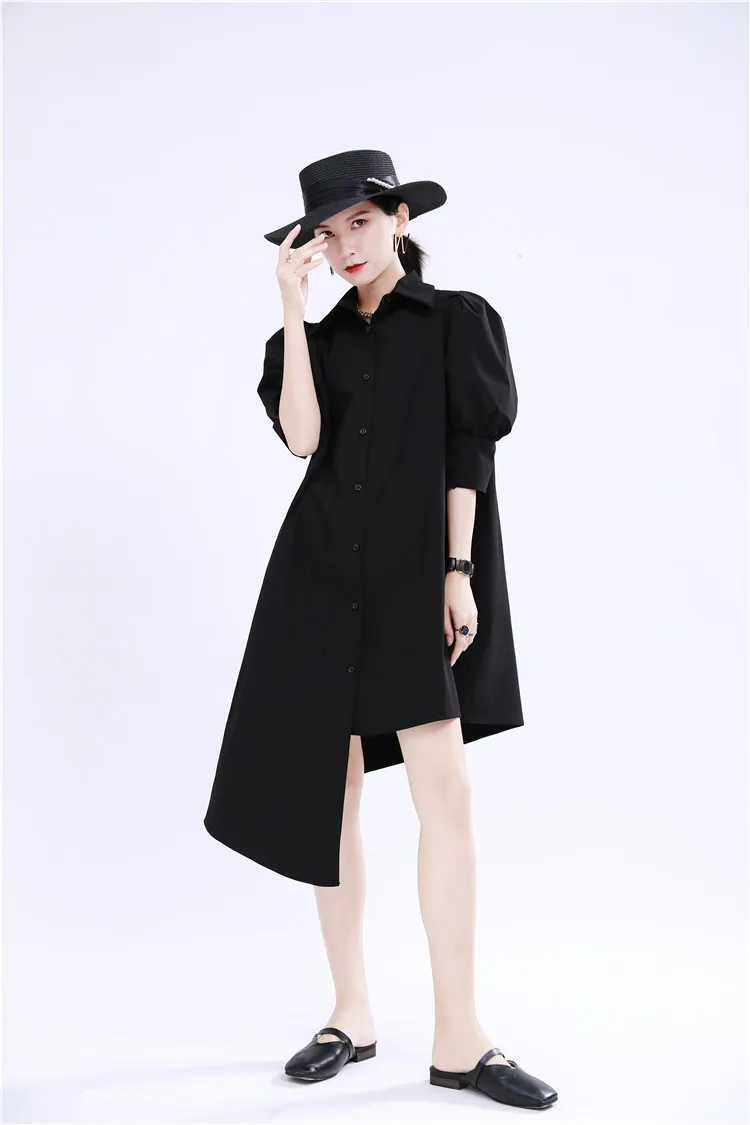 Dress summer 2024 new women's waist tightened to show thin waist seal dark shirt dress bellflower dress first love dress Mori