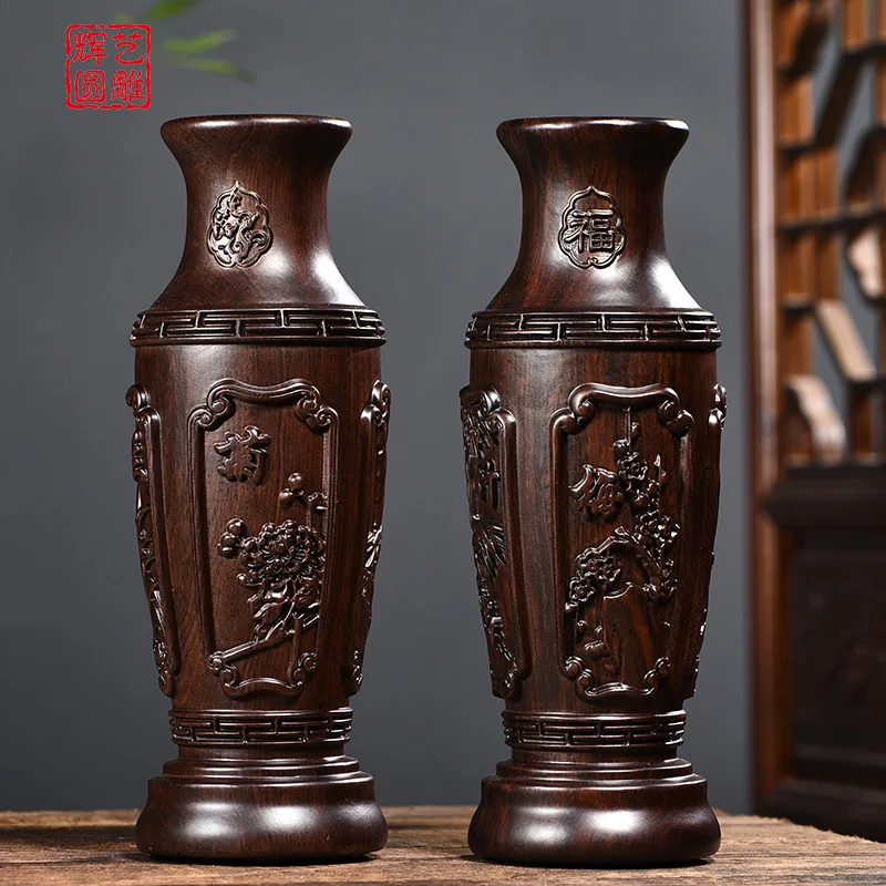 

Blackwood Carved Vase Decoration Living Room Flower Arrangement Plum Blossoms Orchids Bamboo And Chrysanthemum Rosewood Home Dec