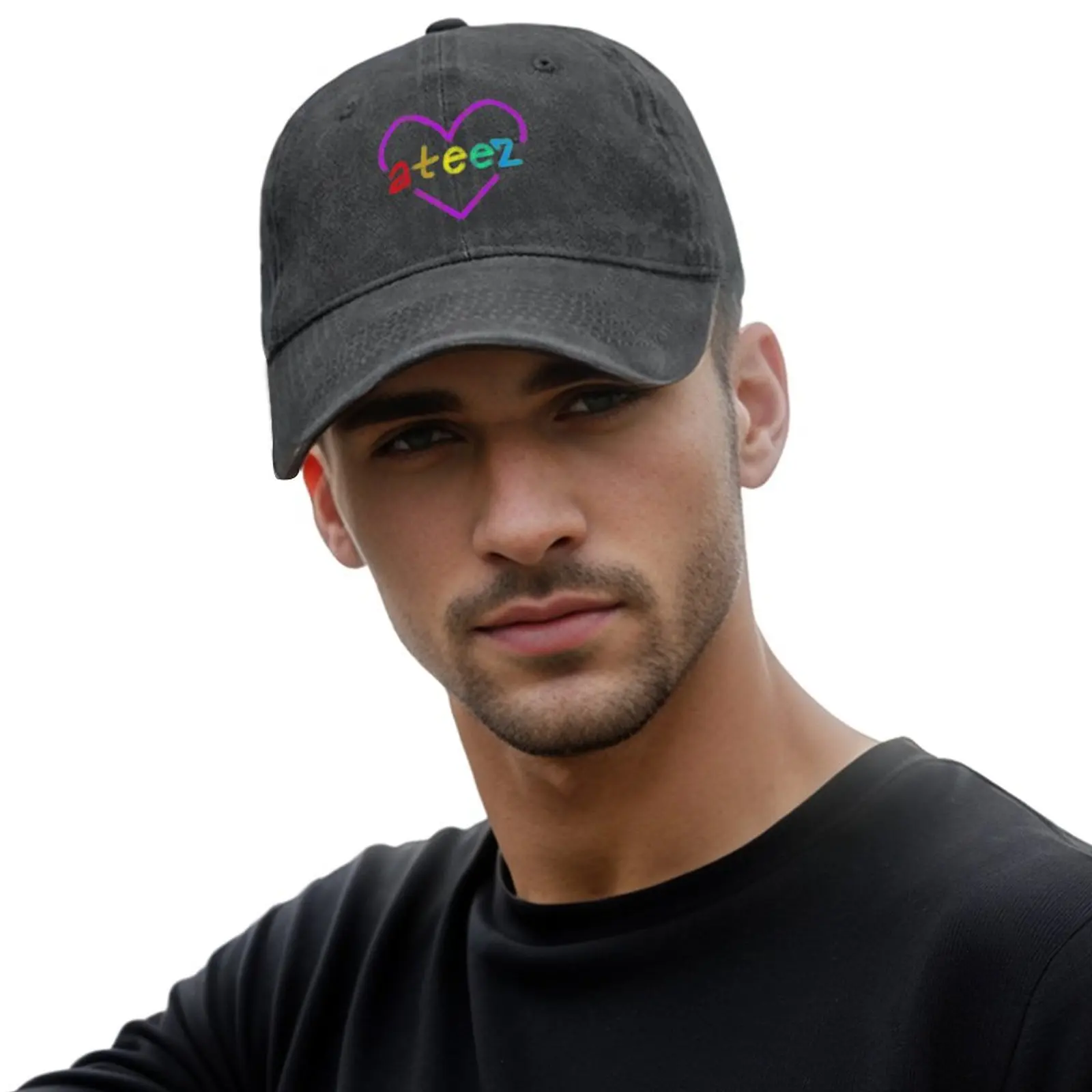 ATEEZ القلب قبعة بيسبول شهم قبعة قبعة صلبة قبعة مزركشة الحرارية قناع الرجال ملابس غولف المرأة