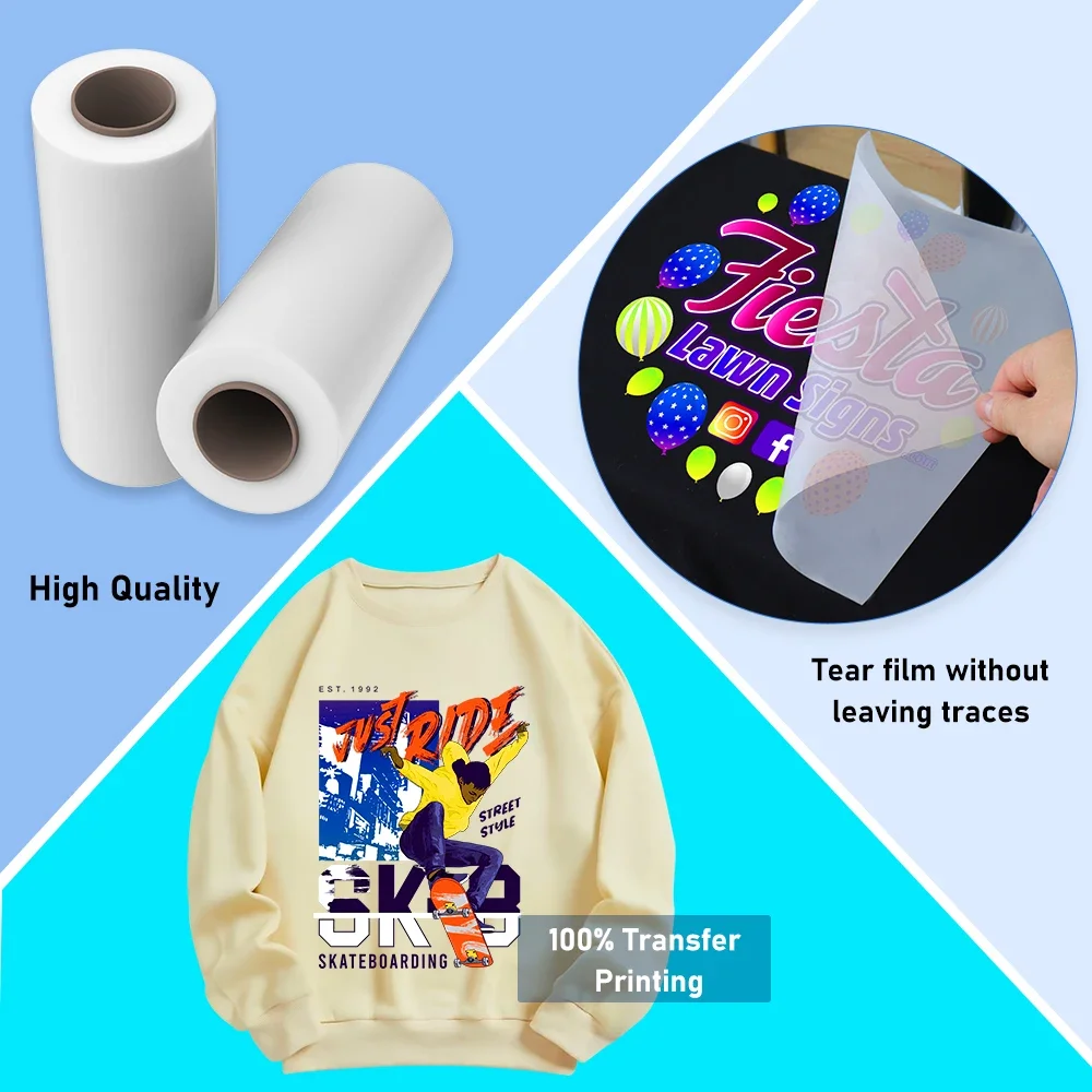 نقل مباشر لفيلم OEMG PET لطابعة DTF، 21/30/33/42/60 سم × 100 متر لفة ورقة متوافقة مع Epson R1390 L1800 XP600 I320