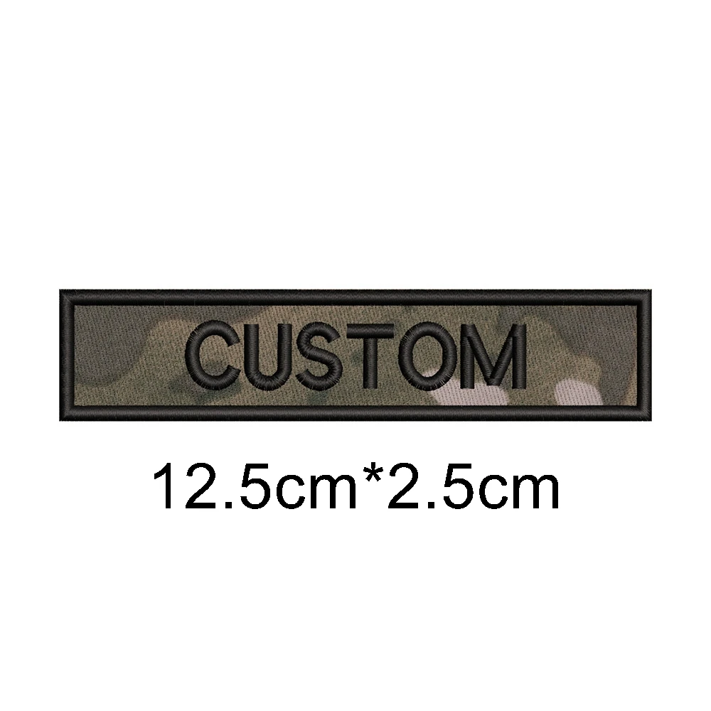 Embroidery Custom Patch Name Tape Hook and Loop Frame Border Type 12.5cm 14cm Black Green Tan Brown RG ACU Multicam