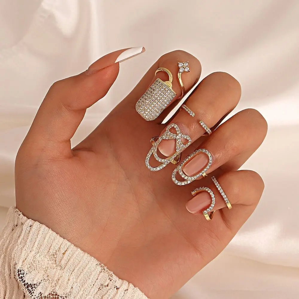 Trendy Schädel Augen Maniküre Ring Silber Gold Herz Nagel Ring Kristall Joint Ring Schmetterling Nail art Ring Mädchen