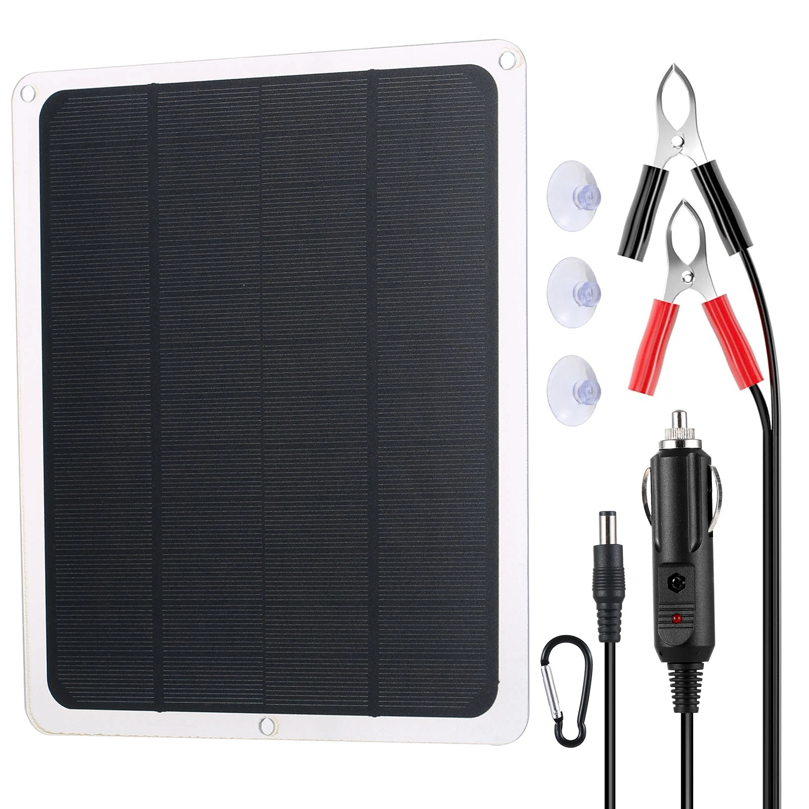 12V 20W Car Solar Battery Trickle Charger Maintainer Portable Waterproof Solar Panel Trickle Charging Kit for Motorcycle RV