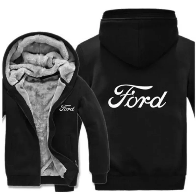 NEW Men High quality Ford Hoodies Jacket Winter Men Fashion Casual Wool Liner Fleece Ford Sweatshirts Pullover Man Coat