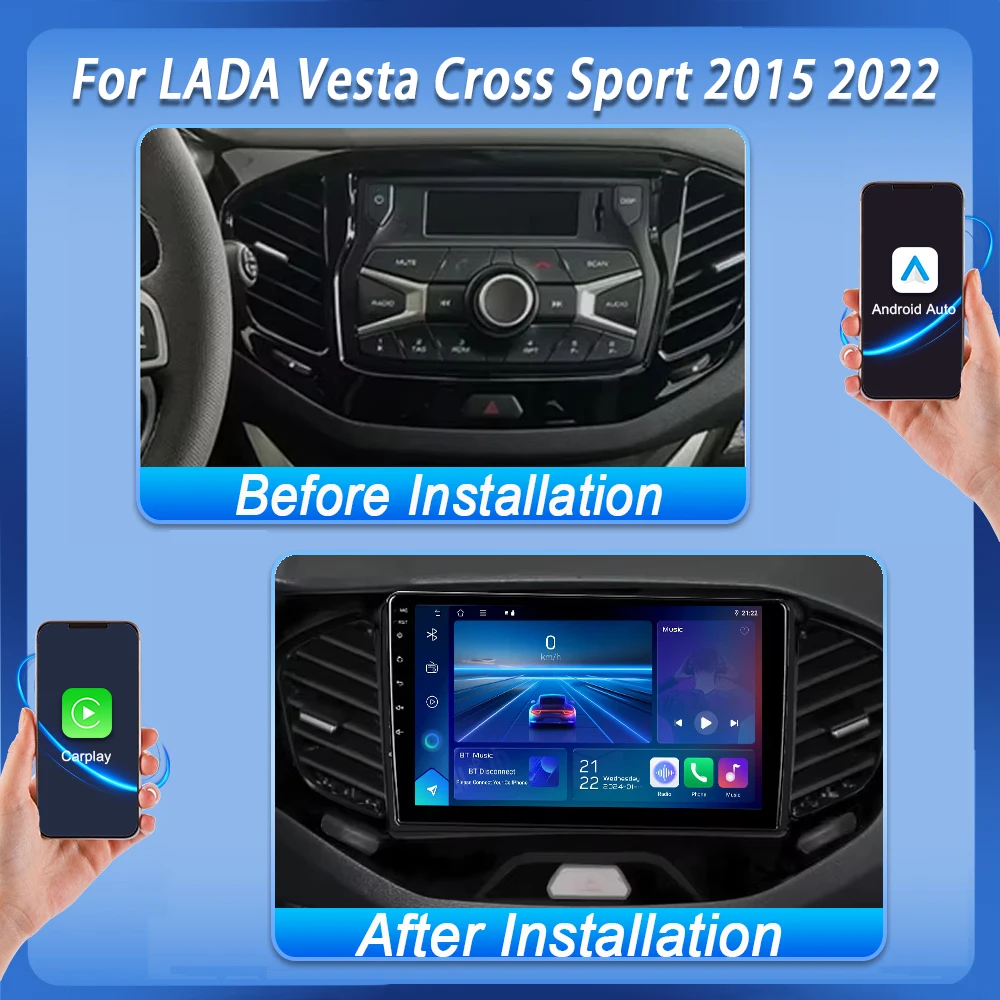 Android 16 9‘’ For Lada Vesta Cross Sport 2015 2022 Carplay Auto Car Radio Multimedia Player Stereo Gps Navigation Touch Scree