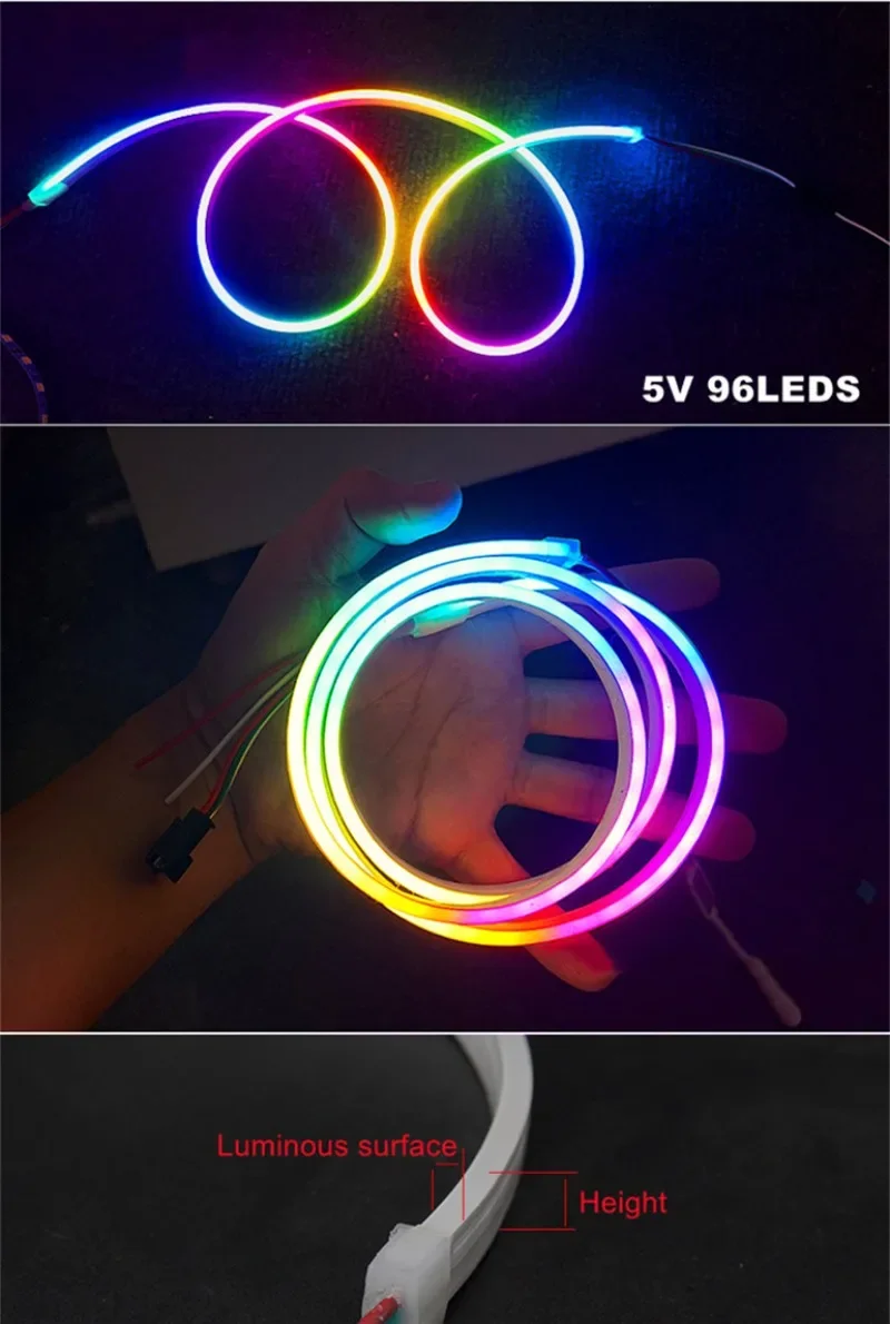 Imagem -05 - Programável Colorido Neon Chasing Light Strip Estreito Rgbw Silicone Água Fluindo Led Flexível Suave mm mm