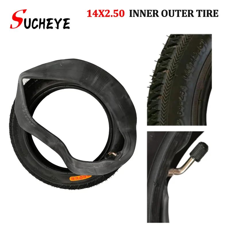 Pneumatic wheel tire 14x2.50 64-254 tyre inner tube fits for 14 Inch Electric bicycle electric vehicle  14*2.50 outer