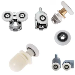 4PCS Castors Kit for Shower Cabin Doors Wheel 23 25 27mm Top Bottom Double with Button Mount for Glass