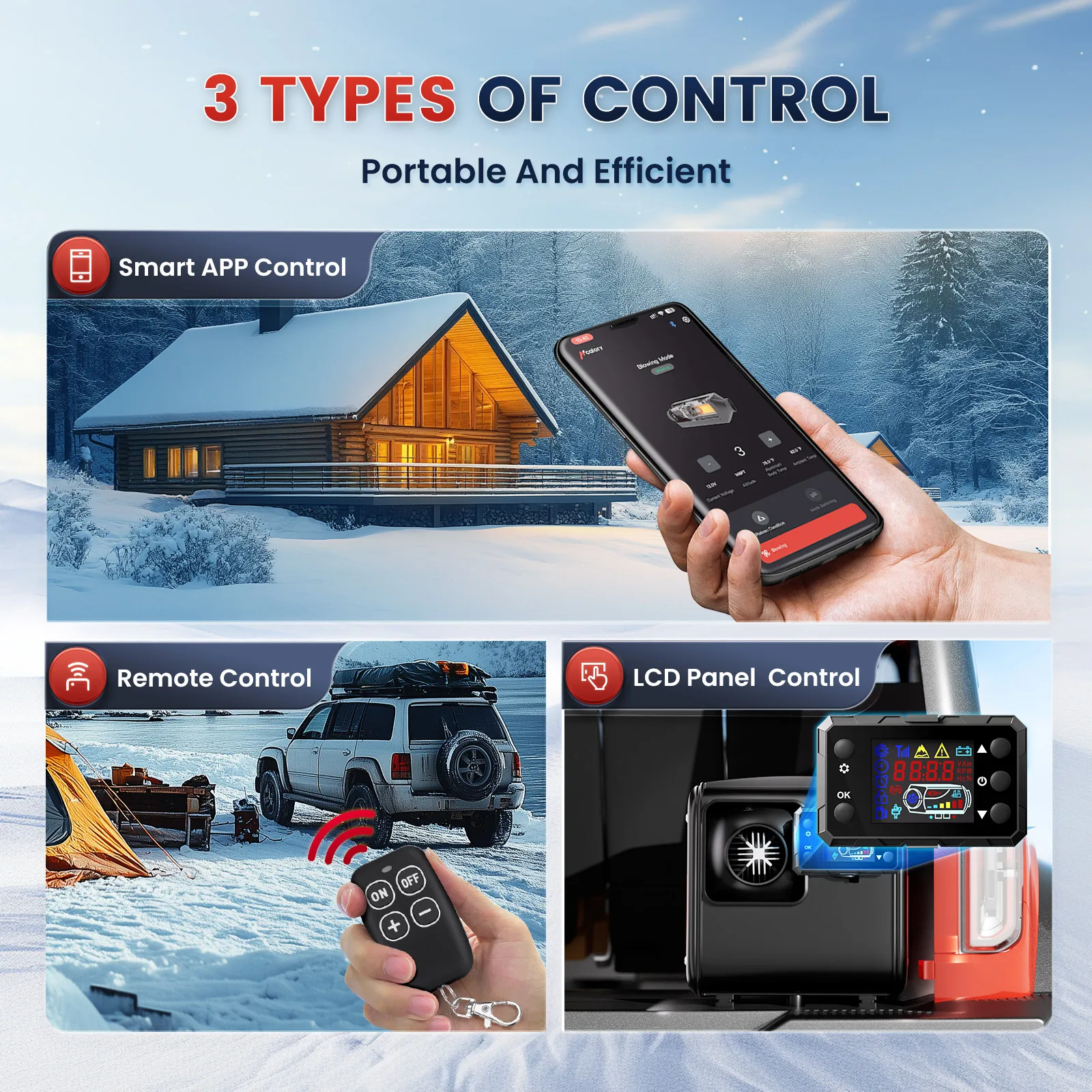 Hcalory 5KW 12V Smart Diesel Air Heater Diesel Parking Heater Air Heater for Car Truck RV Bus with LCD Switch