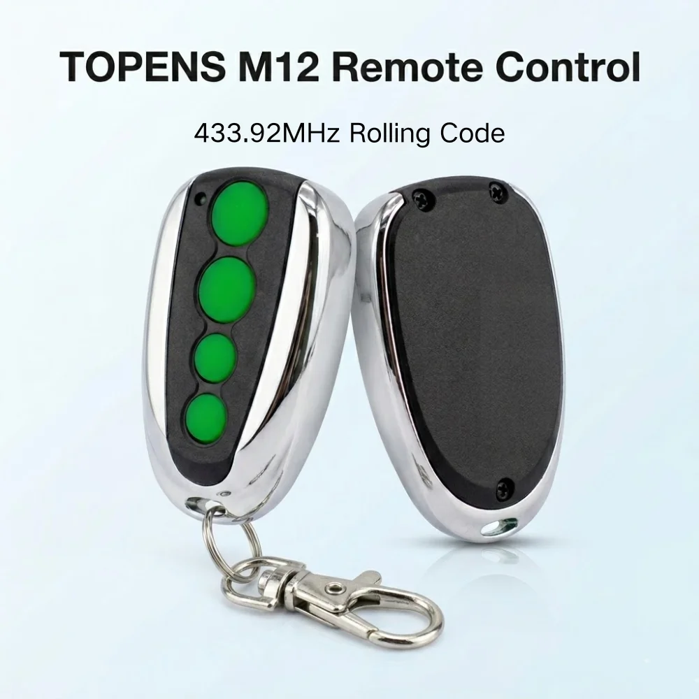 TOPENS M12 433.92MHz Rolling Code Remote Control 4-Button Keyfob Compatible with All TOPENS Gate Openers