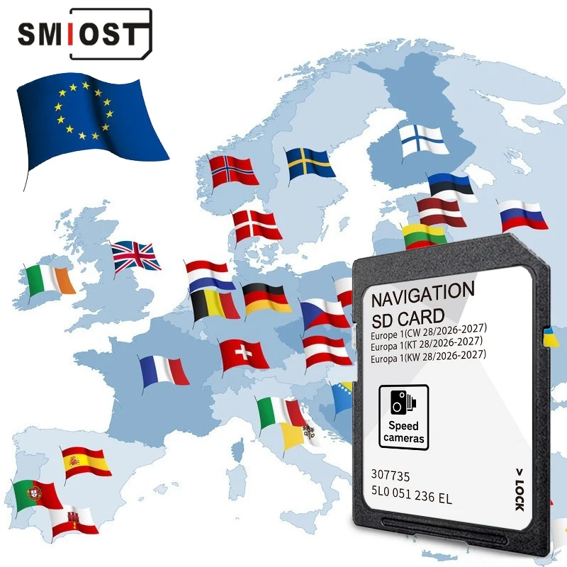 

SD Card GPS Europa 2026-2027 for Skoda Superb Fabia Rapid Yeti Car Discover Media MIB2 ECE 5L0051236EL 32GB