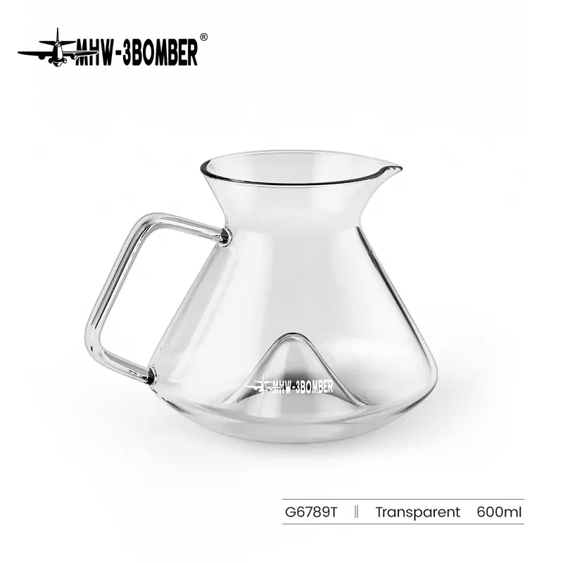 MHW-3BOMBER Hill Coffee Server Guide Extraction Pour Over Coffee Server Ergonomic Handle High-Borosilicate Glass For Barista - Image 7