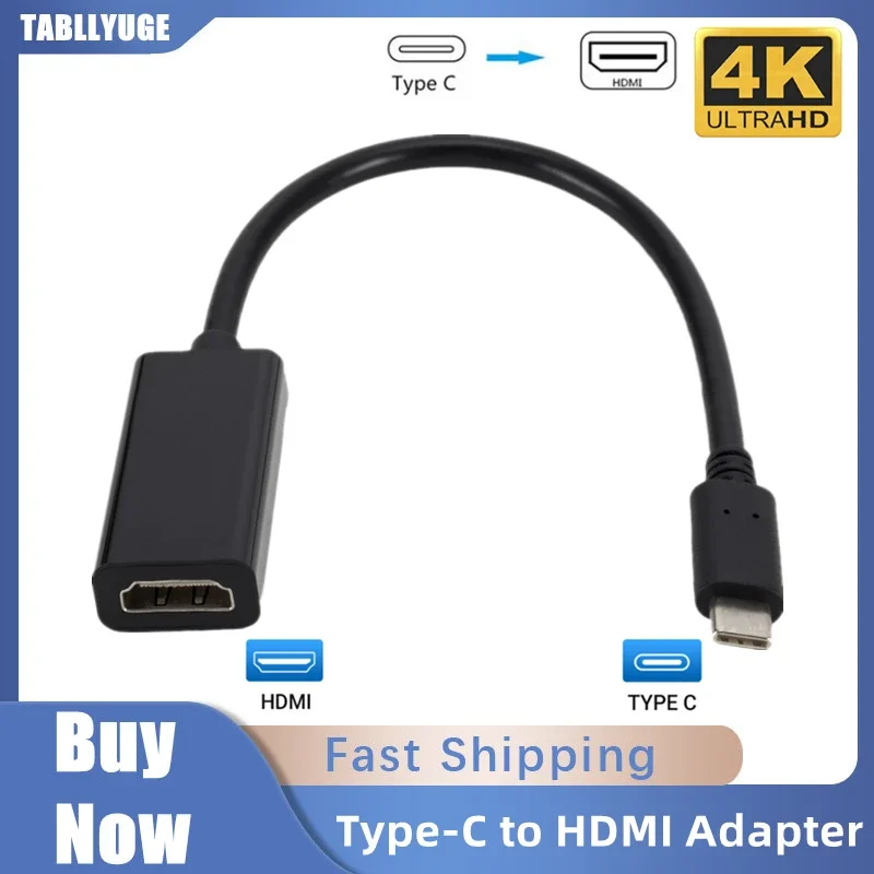 

USB Type-C Video Cable Converter 4K USB3.1 USB Type C to HDMI-compatible Adapter Cable Phone Screen Adapter for MacBook Huawei