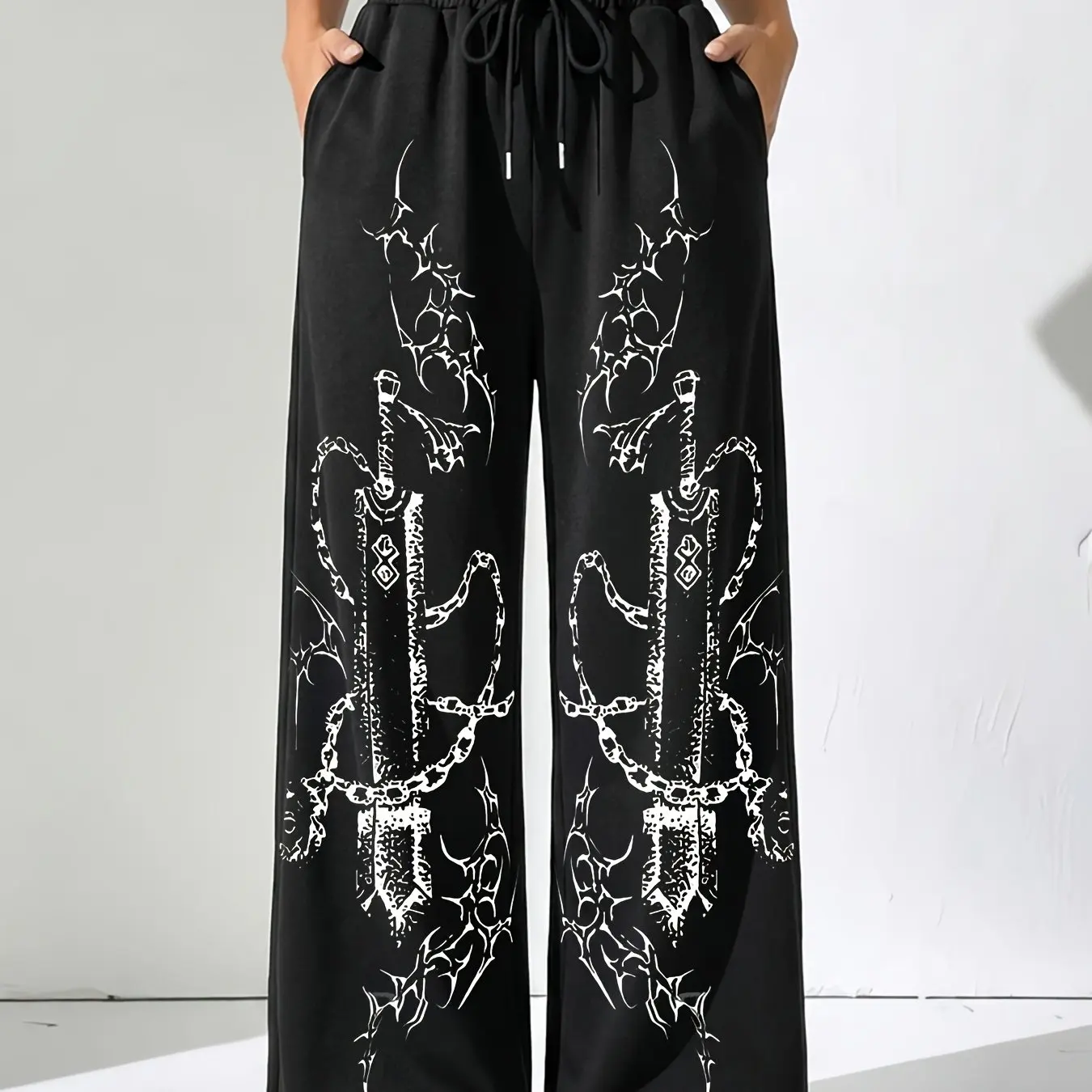 

Новые летние быстросохнущие брюки унисекс 2026 года с принтом «Темный меч с шипами», в модном уличном стиле, готика Y2K