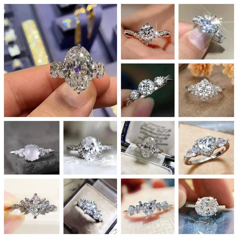 2026 New Shiny Mosang Stone High End Ring for Women's Wedding Elegant Anniversary Commemorative Gift Brilliant CZ Jewelry