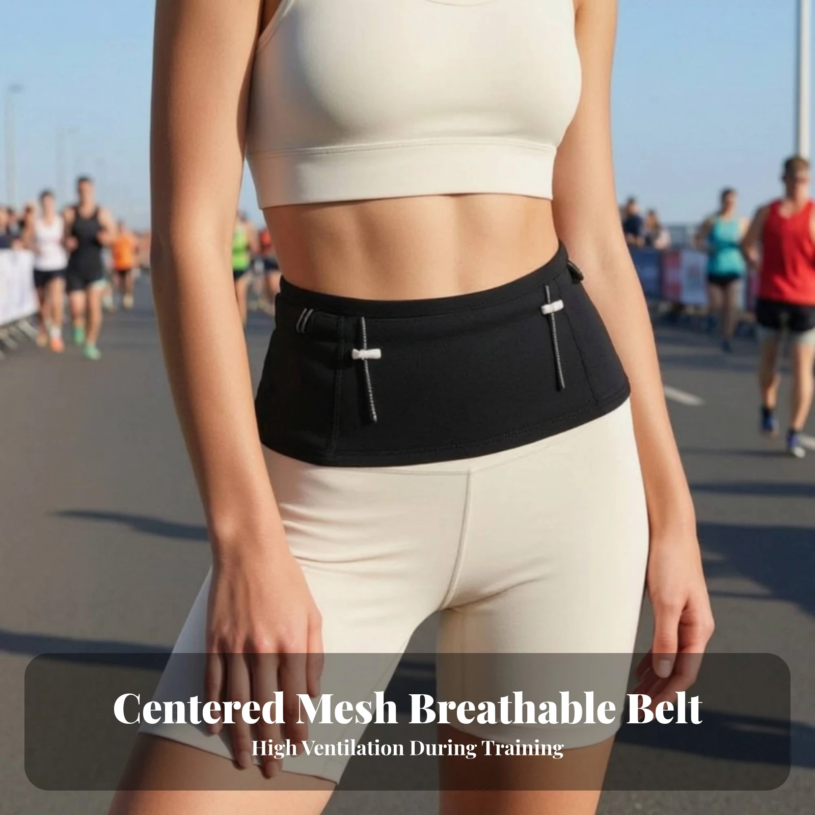 Running Waist Pack with Zippered Pockets Breathable Mesh Running Belt with Loops Bag Quick-Drying Adjustable for Runners