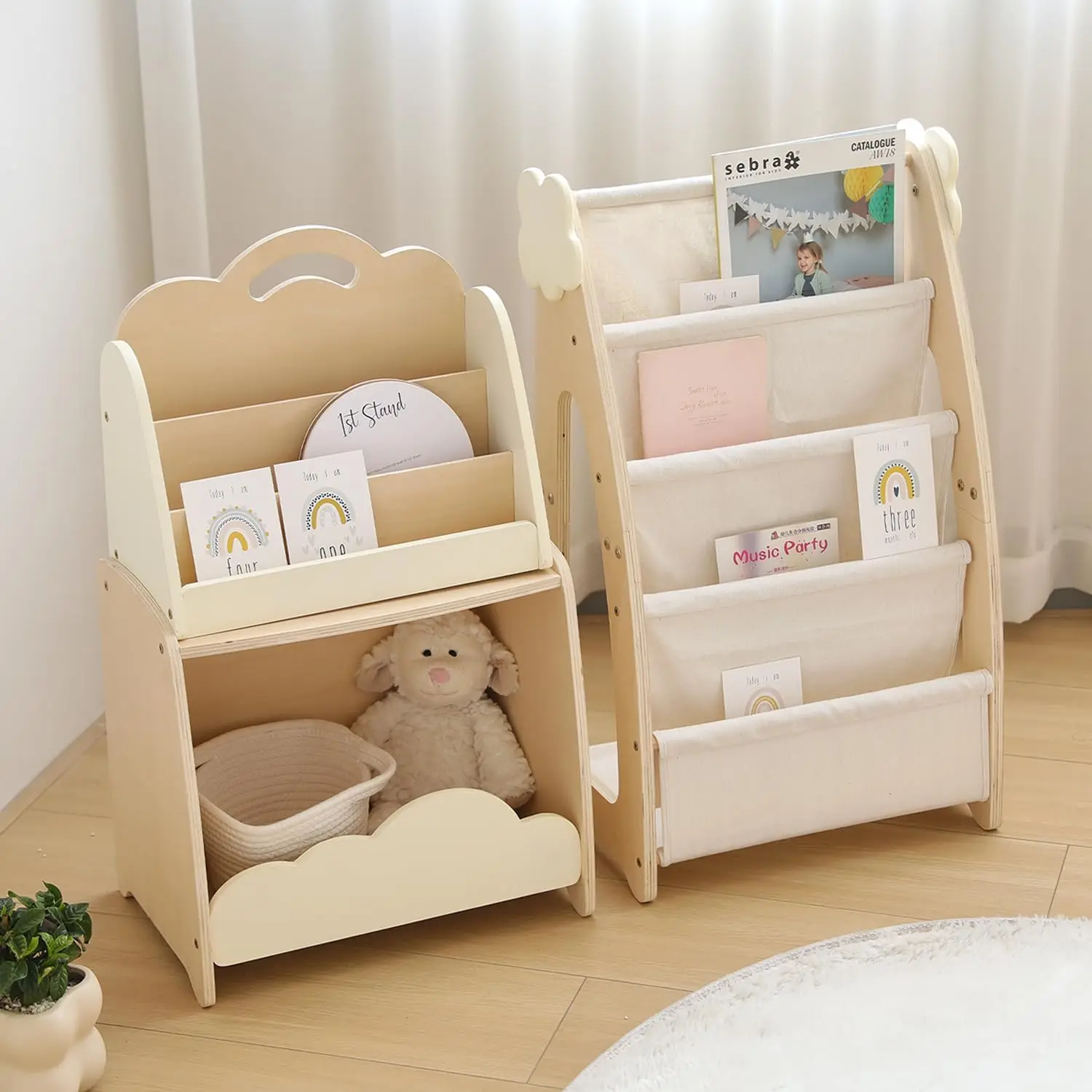 

3-Piece Modular Wooden Kids Bookshelf with Storage, Easy Assembly for Nursery Bedroom Playroom