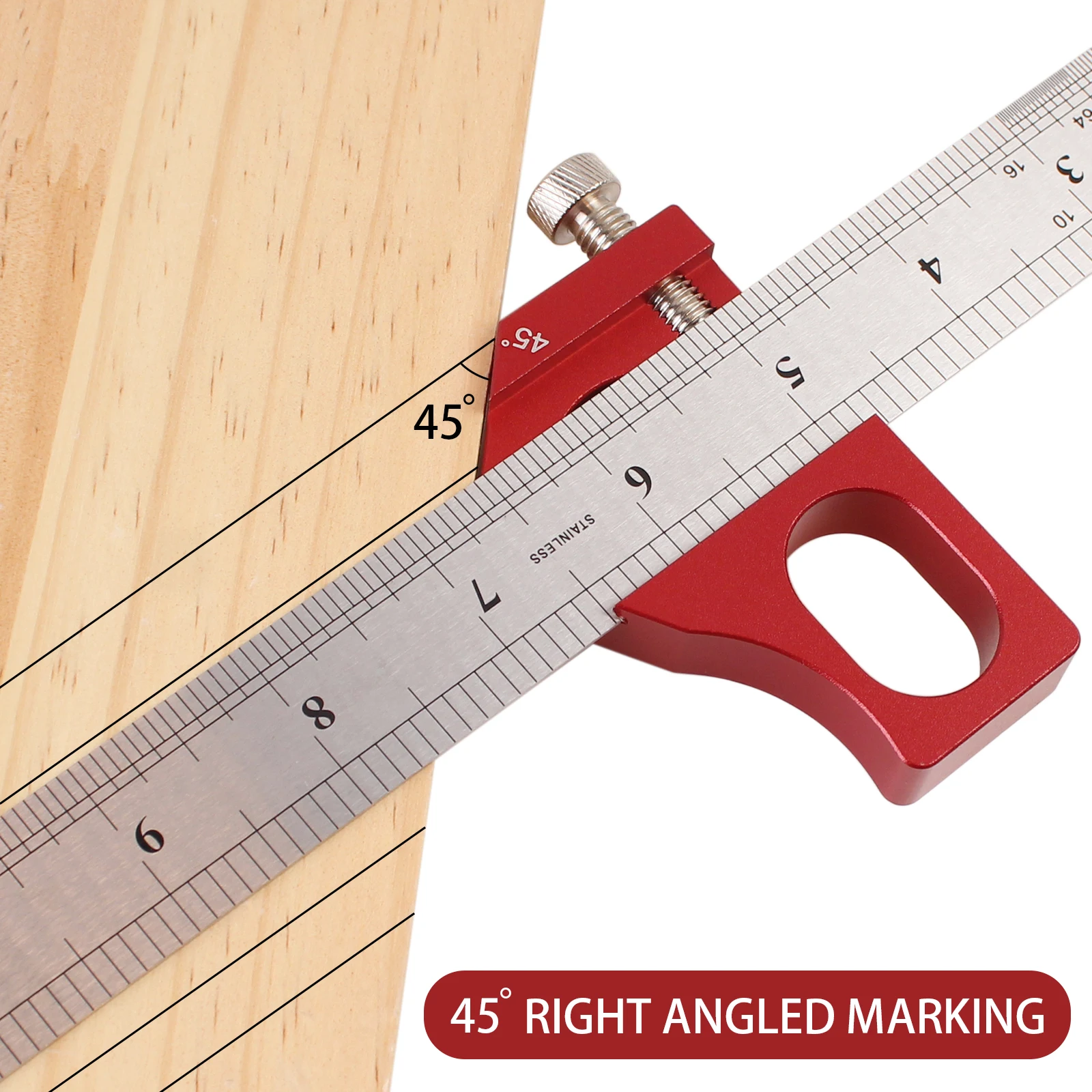 

Стальной позиционирующий блок для линейки, угломер 45/90 градусов, разметочный инструмент для деревообработки, квадратный разметочный инструмент для линейки