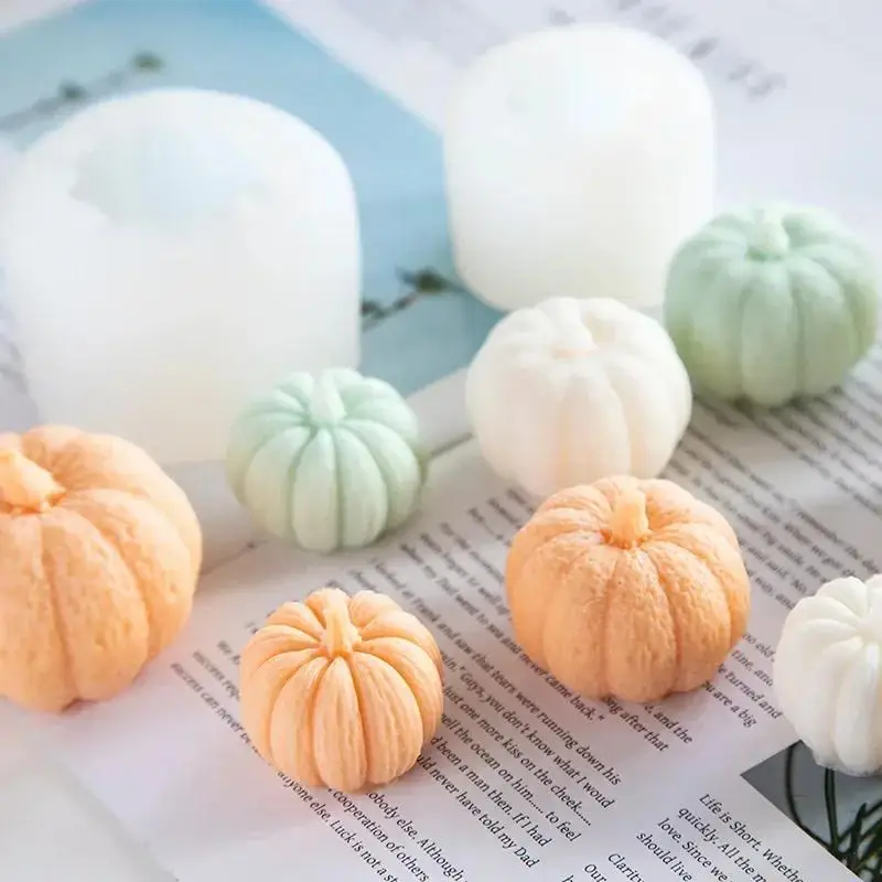 New DIY Festival Pumpkin Shaped Candle Mold Handmade Soap Mold Halloween Gypsum Silicone Decorative Kitchen Baking Candy Mold